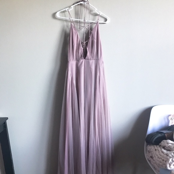 Topshop tulle lace-up prom lavender lace dress - Picture 2 of 8